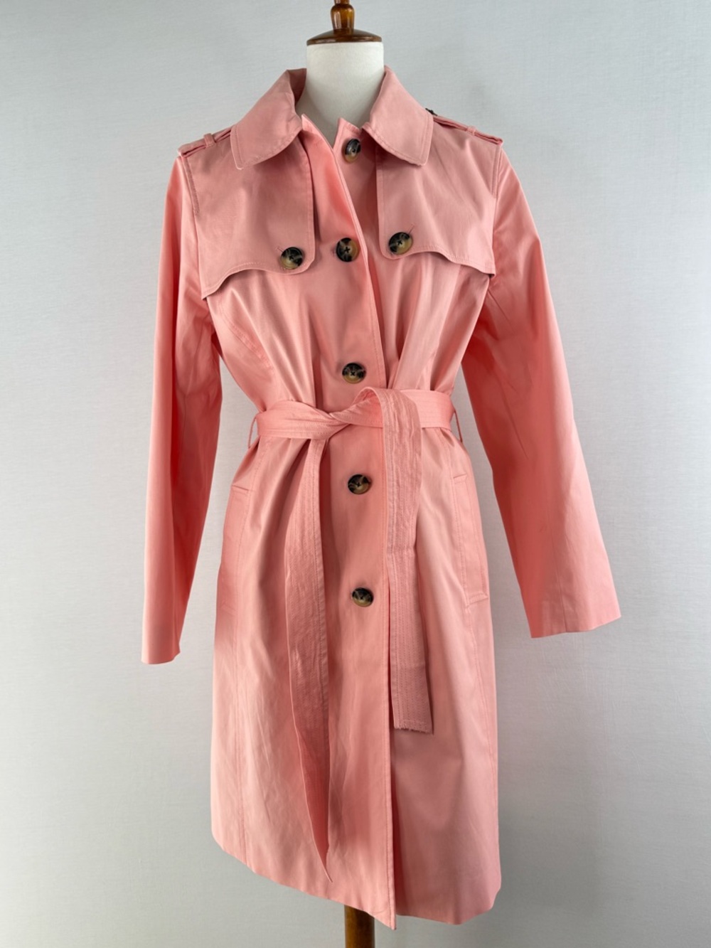 Talbots Polished Salmon Pink Trench Coat with Belt NWOT